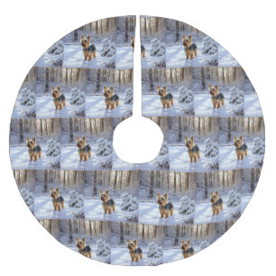 Yorkshire Terrier liet het sneeuwen Kerstmis Kerstboom Rok
