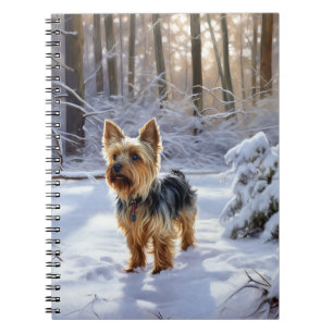 Yorkshire Terrier liet het sneeuwen Kerstmis Notitieboek