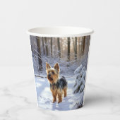 Yorkshire Terrier liet het sneeuwen Kerstmis Papieren Bekers (Achterkant)