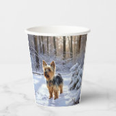 Yorkshire Terrier liet het sneeuwen Kerstmis Papieren Bekers (Voorkant)
