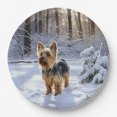 Yorkshire Terrier liet het sneeuwen Kerstmis Papieren Bordje (Voorkant)