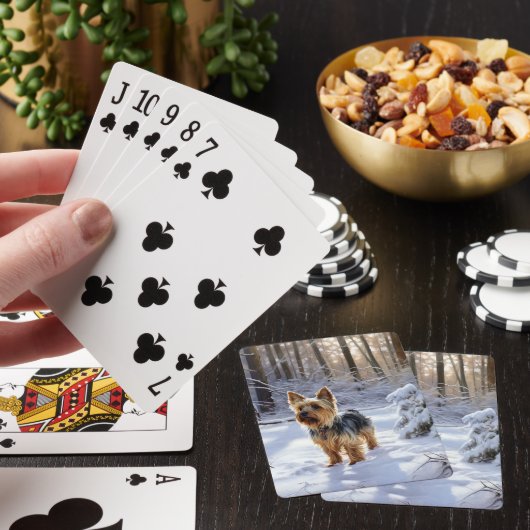 Yorkshire Terrier liet het sneeuwen Kerstmis Pokerkaarten (Insitu)
