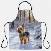 Yorkshire Terrier liet het sneeuwen Kerstmis Schort (Voorkant)