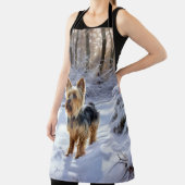 Yorkshire Terrier liet het sneeuwen Kerstmis Schort (Insitu)