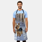 Yorkshire Terrier liet het sneeuwen Kerstmis Schort (Gedragen)