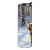 Yorkshire Terrier liet het sneeuwen Kerstmis Thermosbeker (Gedraaid links)