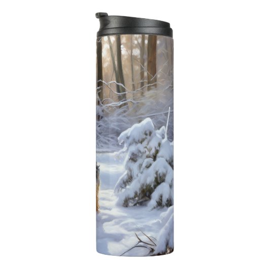 Yorkshire Terrier liet het sneeuwen Kerstmis Thermosbeker (Geroteerd rechts)