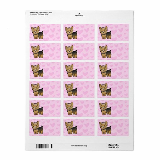 Yorkshire Terrier Love Etiket (Full Sheet)