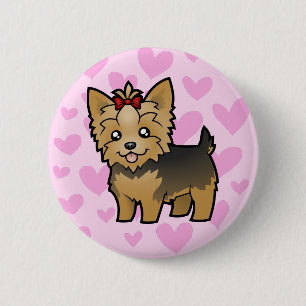 Yorkshire Terrier Love (kort haar met boeg) Ronde Button 5,7 Cm
