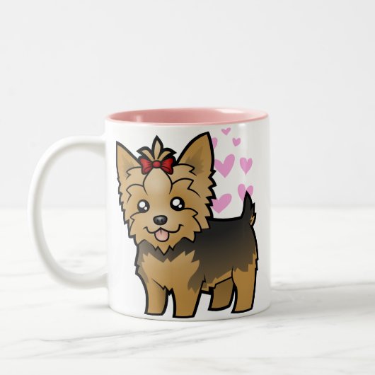 Yorkshire Terrier Love (kort haar met boeg) Tweekleurige Koffiemok (Links)