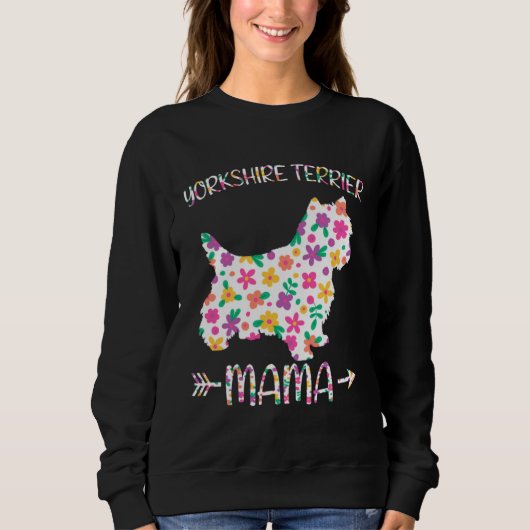 Yorkshire Terrier Mama Bloemige Hond Moeder Moeder Trui (Voorkant)