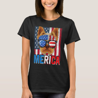Yorkshire Terrier Merica 4th of julkie Americ T-shirt