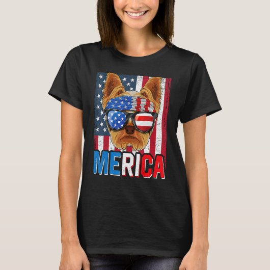 Yorkshire Terrier Merica 4th of julkie Americ T-shirt (Voorkant)