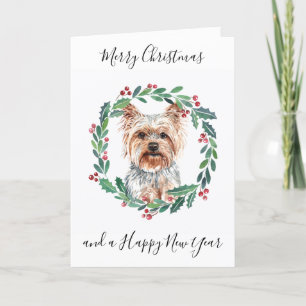 Yorkshire Terrier Merry Christmas Trendy Hondendek Feestdagen Kaart
