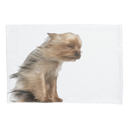 Yorkshire Terrier met Hair in the Wind Kussensloop (Voorkant)