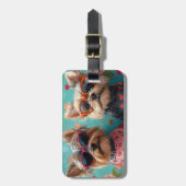 Yorkshire Terrier met Hart Rozen Valentijnsdag Bagagelabel (Voorkant verticaal)