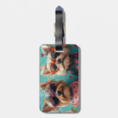 Yorkshire Terrier met Hart Rozen Valentijnsdag Bagagelabel (Achterkant verticaal)