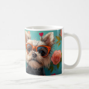 Yorkshire Terrier met Hart Rozen Valentijnsdag Koffiemok