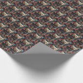 Yorkshire Terriër met kerstcadeaus open haard Cadeaupapier (Hoek)