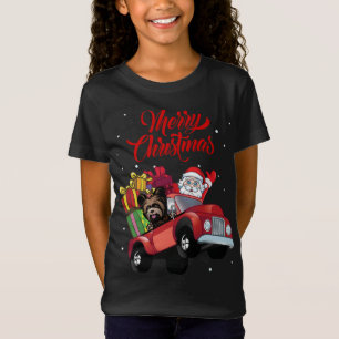 Yorkshire Terrier met kerstman in Red Truck do T-shirt