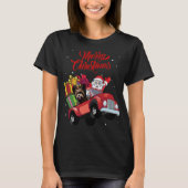 Yorkshire Terrier met kerstman in Red Truck do T-shirt (Voorkant)
