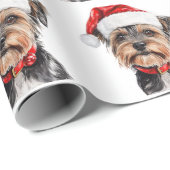 Yorkshire Terrier met Kerstmuts Cadeaupapier (Rol Hoek)