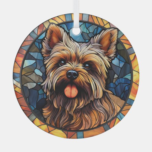 Yorkshire Terrier met kleuring Glas Ornament (Voorkant)