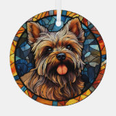Yorkshire Terrier met kleuring Glas Ornament (Achterkant)