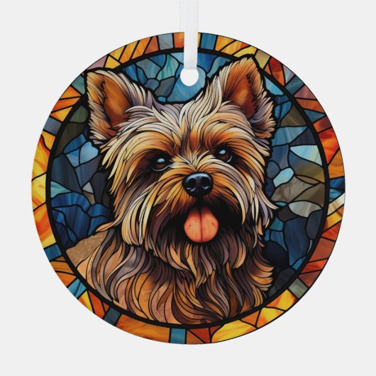 Yorkshire Terrier met kleuring Glas Ornament (Achterkant)
