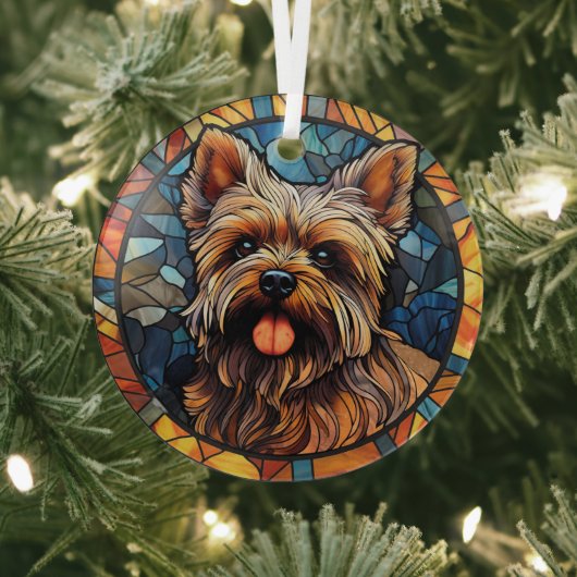 Yorkshire Terrier met kleuring Glas Ornament (Insitu)