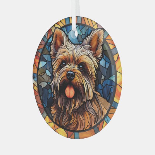 Yorkshire Terrier met kleuring Glas Ornament (Voorkant links)