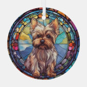 Yorkshire Terrier met kleuring Glas Ornament (Achterkant)