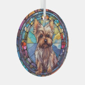Yorkshire Terrier met kleuring Glas Ornament (Voorkant Rechts)