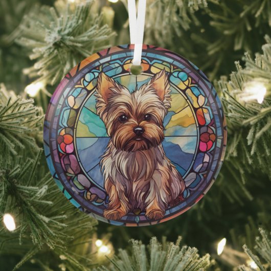 Yorkshire Terrier met kleuring Glas Ornament (Insitu)