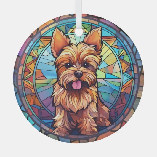 Yorkshire Terrier met kleuring Glas Ornament (Voorkant)
