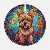Yorkshire Terrier met kleuring Glas Ornament (Achterkant)