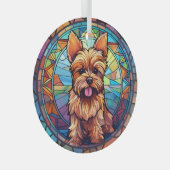 Yorkshire Terrier met kleuring Glas Ornament (Voorkant Rechts)