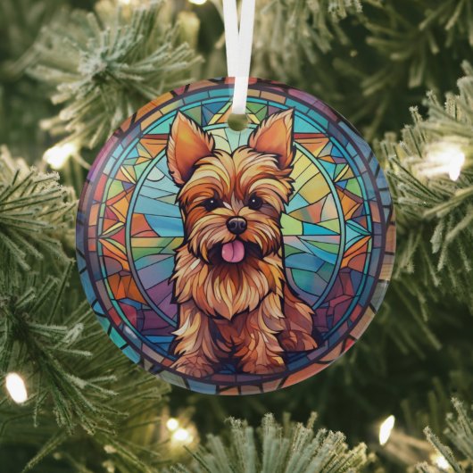 Yorkshire Terrier met kleuring Glas Ornament (Insitu)