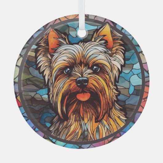 Yorkshire Terrier met kleuring Glas Ornament (Voorkant)