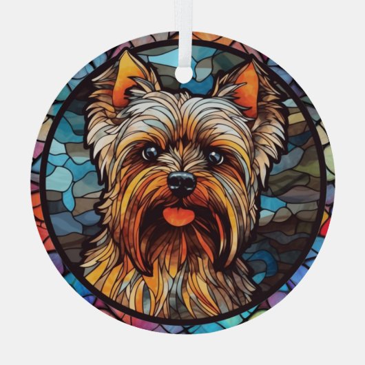 Yorkshire Terrier met kleuring Glas Ornament (Achterkant)