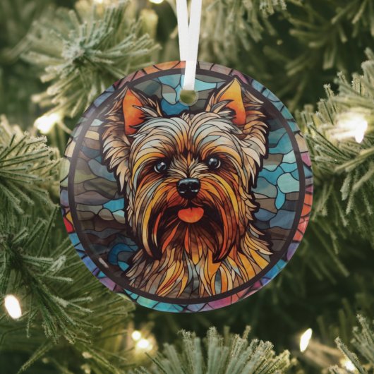 Yorkshire Terrier met kleuring Glas Ornament (Insitu)