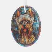 Yorkshire Terrier met kleuring Glas Ornament (Voorkant links)