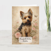 Yorkshire Terrier met Rozen Kaart (Voorkant)