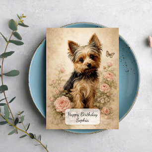 Yorkshire Terrier met Rozen Kaart