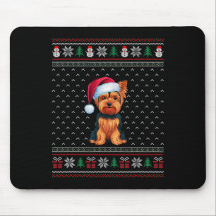 Yorkshire Terriër met Santa Hat Ugly Xmas Dog Muismat