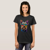 Yorkshire Terrier met zonnebril Hond Liefhebber Sc T-shirt (Voorkant volledig)