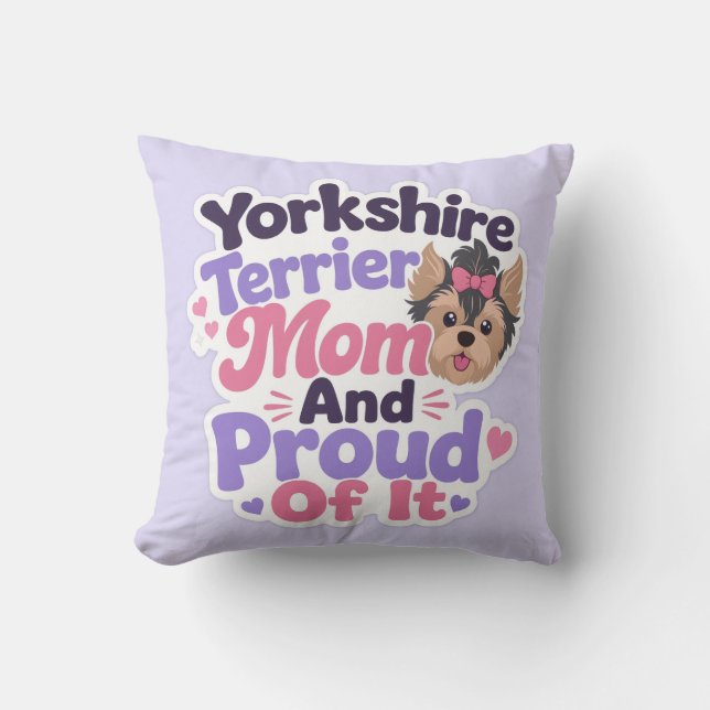 Yorkshire Terrier Moeder en Trots erop Kussen (Voorkant)