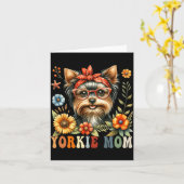 Yorkshire Terrier Moeder Hond Liefhebber Moederdag Kaart (Gele Bloem)