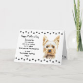 Yorkshire Terrier Moeder Monogram Naam Moederdag Feestdagen Kaart (Voorkant)