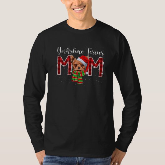 Yorkshire Terrier Moeder Santa Plaid Hond Moeder K T-shirt (Voorkant)